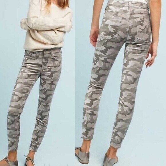 ✨2/$20 Pilcro & The Letterpress Anthro Velvet Camo Hi Rise Skinny Pant 28 H14666 - Picture 10 of 10